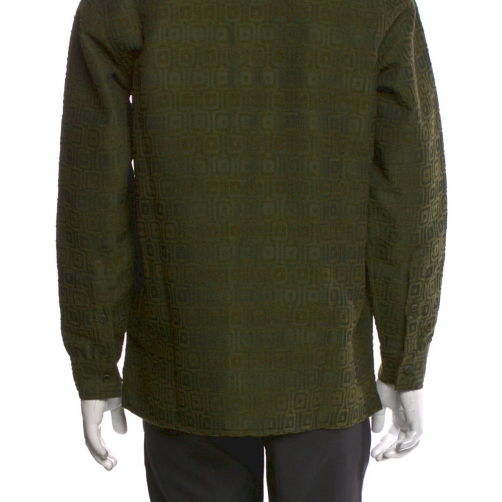 Percival Green Geometric Pattern Button Shirt Men… - image 3